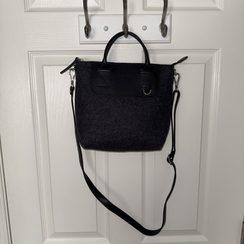 Graf Lantz Bedford Felt Convertible Crossbody Tote Bag Purse Gray Merino Wool - Picture 9 of 12